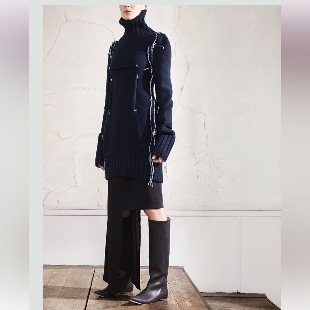 Maison Martin Margiela H&M Navy Merino Wool Darted Sweater Dress Size
M